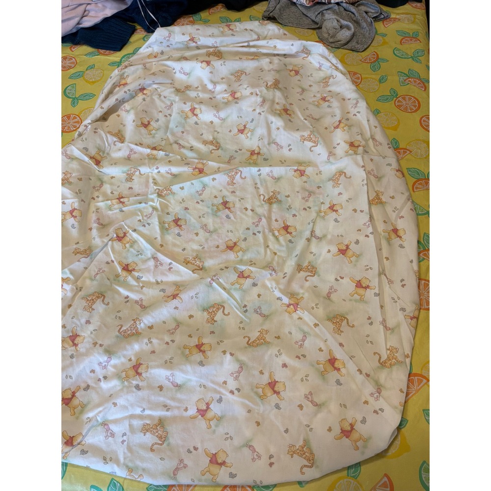 Disney Winnie the Pooh Fitted Crib Sheet Baby One Size Cream Vintage
